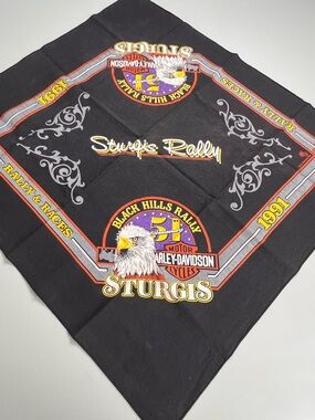 Harley Davidson 1991 Sturgis Black Hills Rally 51st Anniversary Vintage Bandana